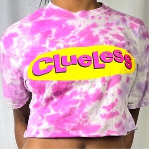 Clueless pink and purple tie dye crop top